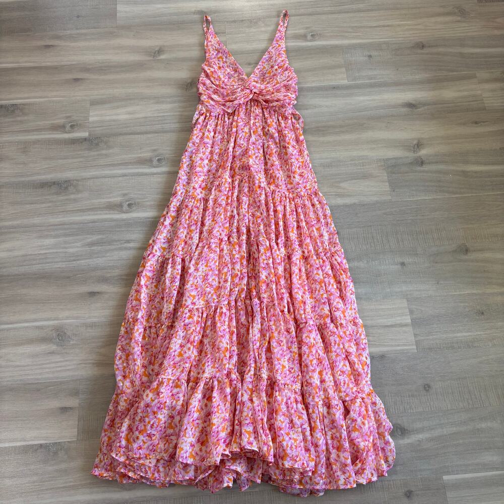 Sabina Musayev Malindi Maxi Dress Women Size Medium Orange Pink Print - Picture 3 of 9